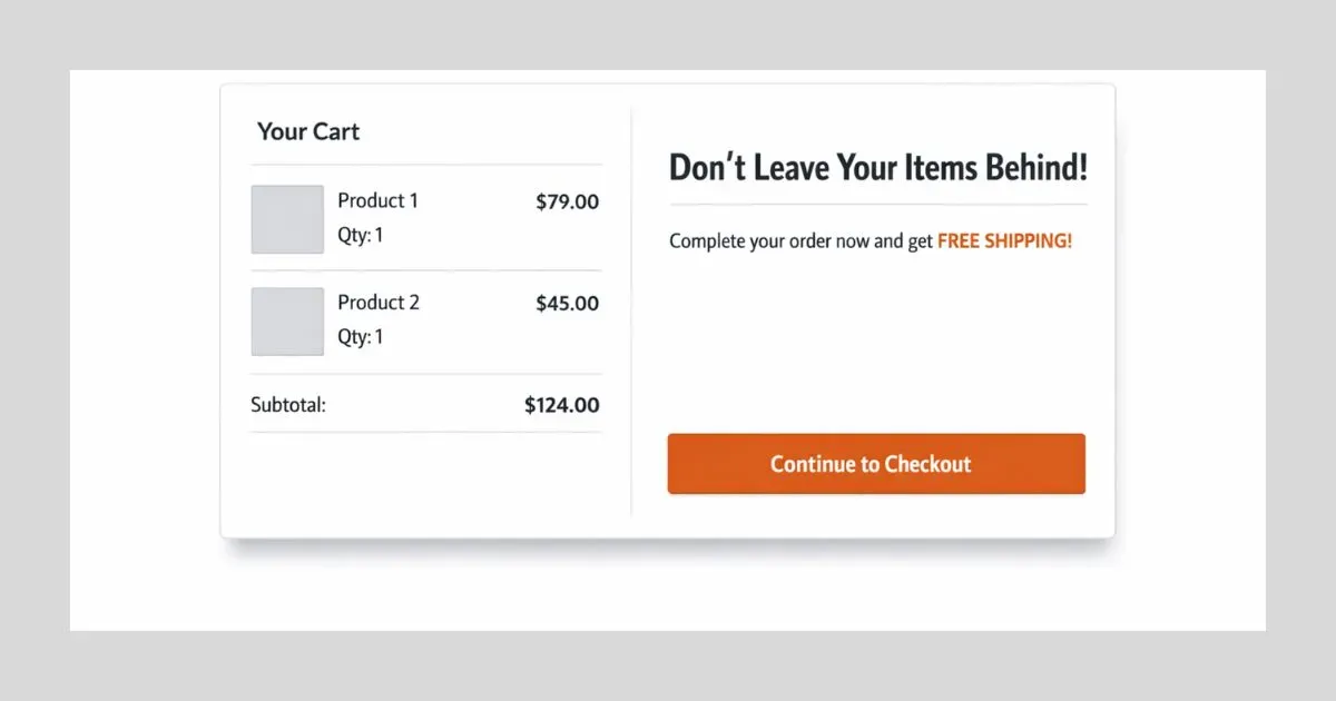 Shopping cart abandonment saver with free shipping code
